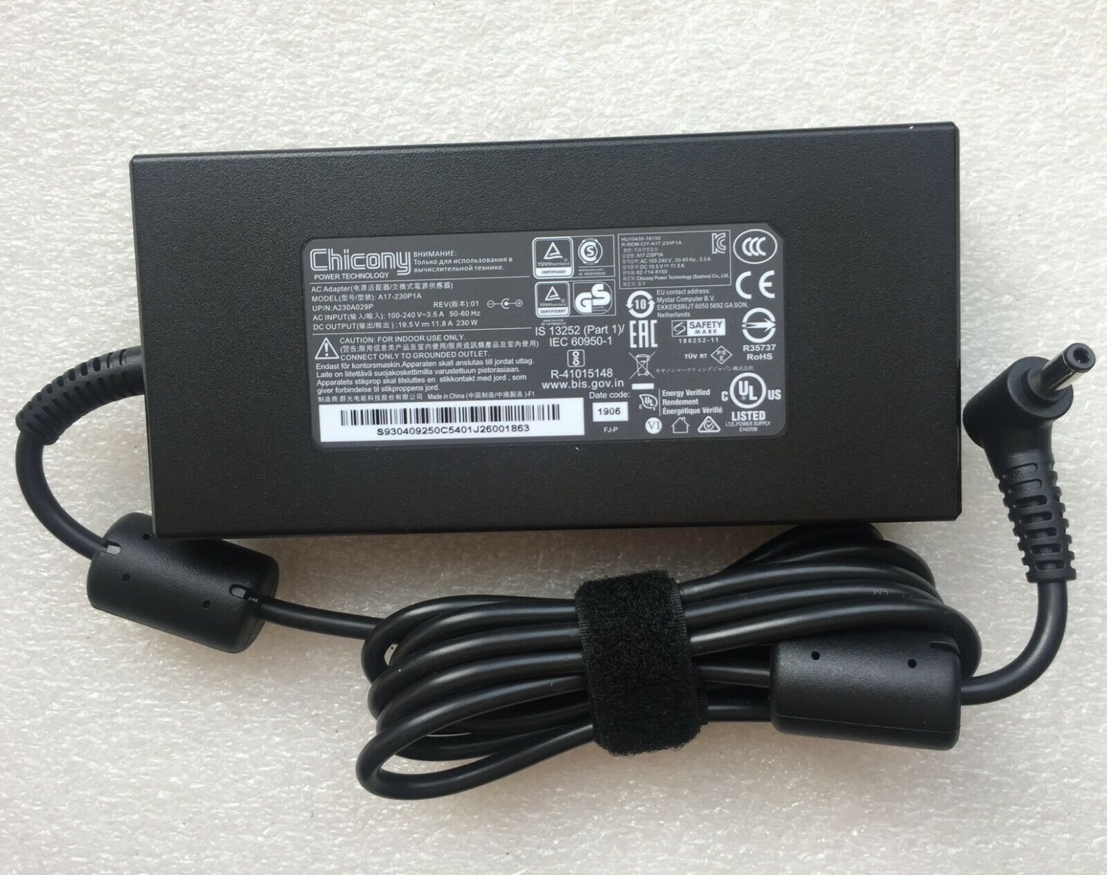 New Original OEM Gigabyte Aero 17 HDR KB KB-8US4130SH AC/DC Adapter Cord/Charger Country/Region of Manufacture: China