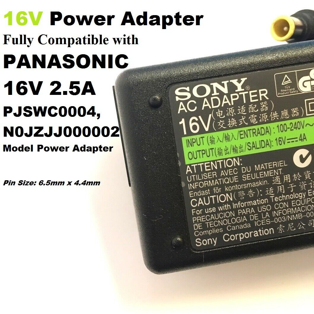 16V 2.5A/ 4A Power Adapter, Compatible with Panasonic PJSWC0004, N0JZJJ000002 Product Description 16V 2.5A/ 4A Power