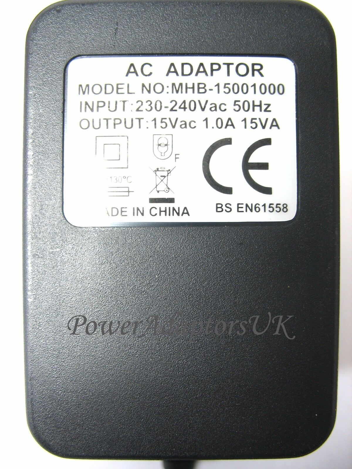 1A 1000MA 15V 15VA AC/AC OUTPUT MAINS POWER ADAPTOR/SUPPLY/CHARGER/TRANSFORMER Sub-Type: AC/AC Voltage Out (V): 15v