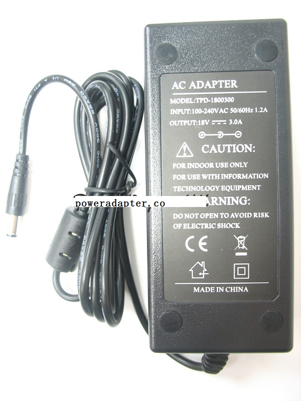 3A/3000MA 18V 54W AC/DC MAINS REGULATED DESKTOP POWER ADAPTOR/SUPPLY/PSU/CHARGER Sub-Type: AC/DC Jack Size: 2.1 x 5.