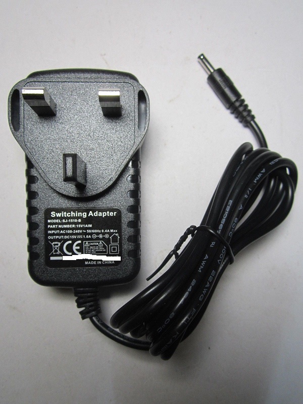 15V 1A UK Mains AC-DC Switching Adaptor Power Supply Charger 3.5mm x 1.3mm Compatible Model: 3.5mm x 1.35mm Output V