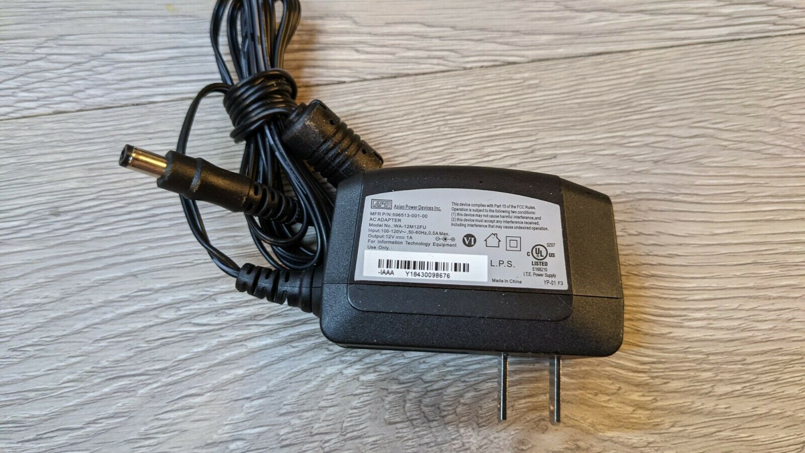 12V Asian Power Devices APD WA-12M12FU AC Adapter Power Supply Connection Split/Duplication: 1:2 MPN: 596513-004-00 T