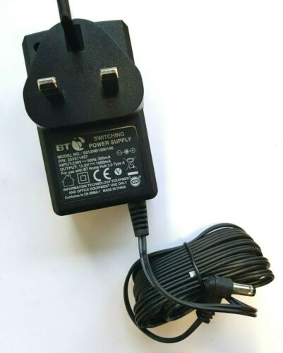 BT S012NB1200100 SWITCHING POWER ADAPTER 12V 1A UK PLUG Brand: BT Manufacturer Warranty: 12 months Country/Region of M