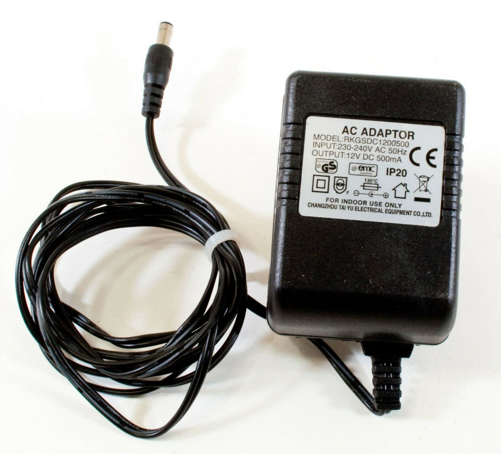 Changzhou RKGSDC1200500 AC Adapter 12V 500mA Original Power Supply Europlug Output Current: 500 mA Output Voltage: 12