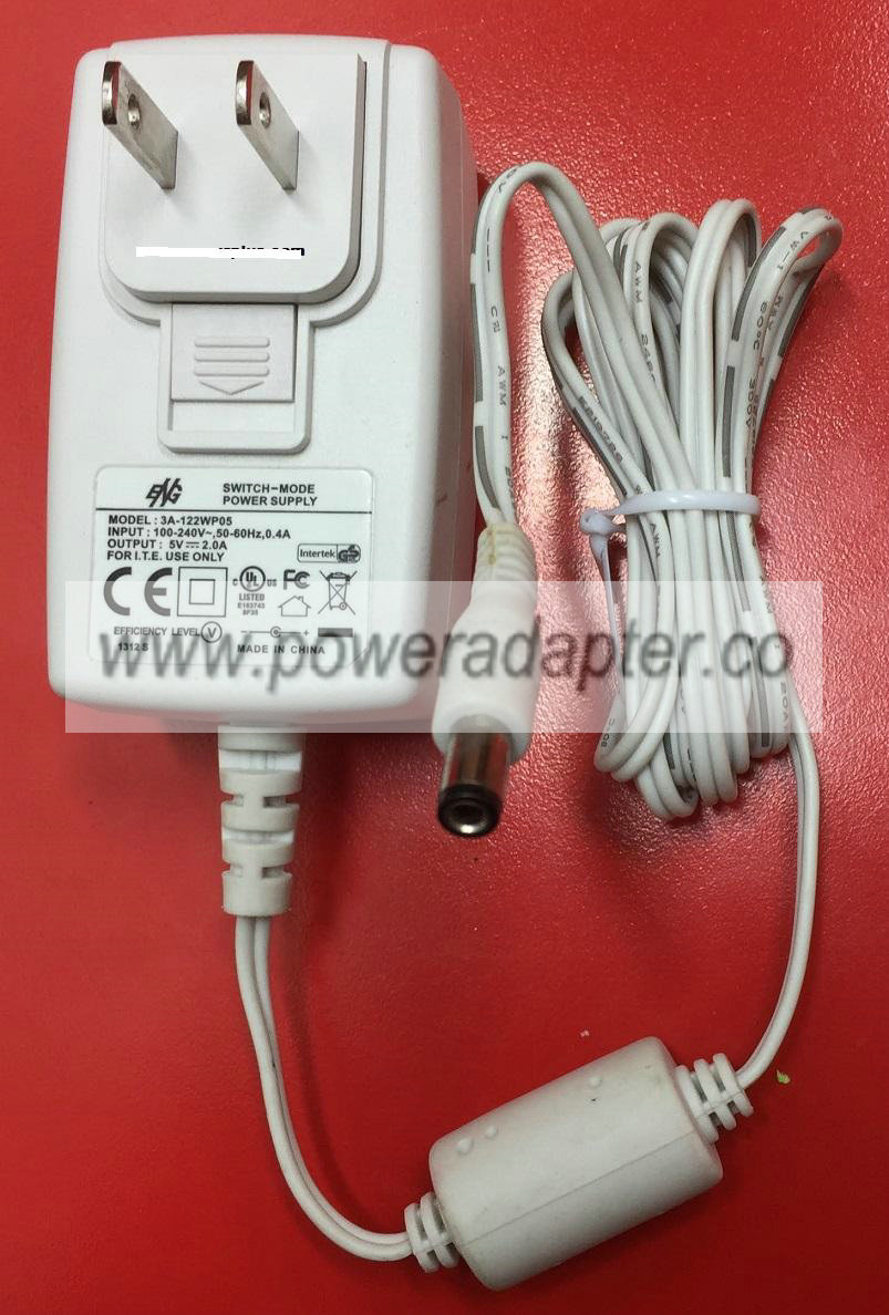 ENG 3A-122wp05 AC Adapter 5VDC 2A -(+) 2.5x5.5mm White Used Swit