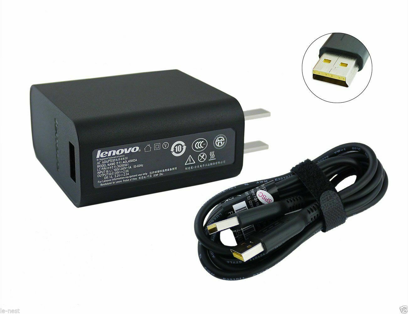 20V-2.0A 5.2V-2.0A Genuine Lenovo Yoga 3 Pro 1170 AC Adapter Charger ADL40WCC 36200581 w/Cable 40W Compatible Brand: Fo