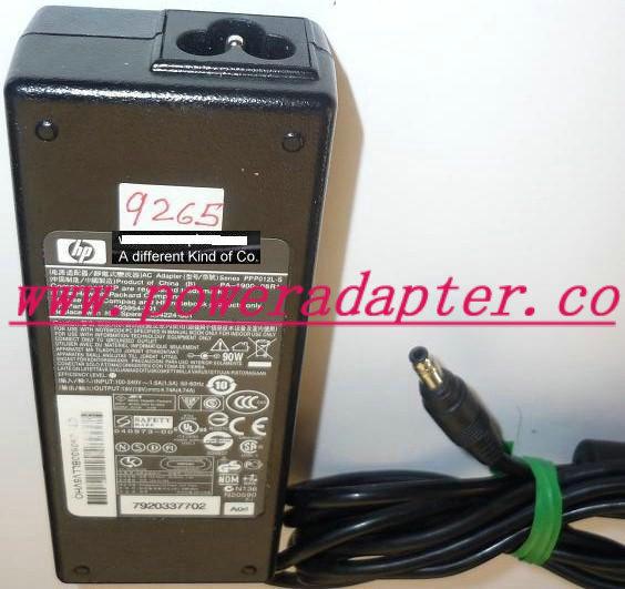HP PPP012L-S AC ADAPTER 19VDC 4.74A USED -( ) 2x4.7x9.7mm ROUND