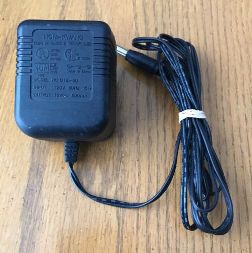 Hon-Kwang D12-50 AC Power Supply Adapter Output 12V DC 500mA Transformer Cord Model: d12-50 Output Voltage: 12V Count