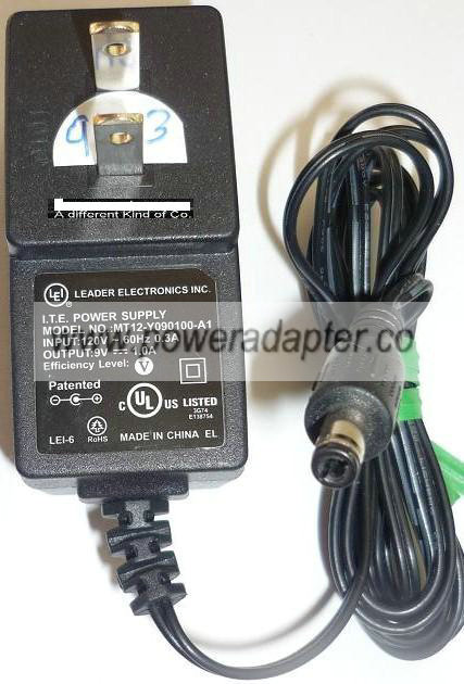 LEI MT12-Y090100-A1 AC ADAPTER 9VDC 1A USED -(+) 2x5.5x9mm ROUND