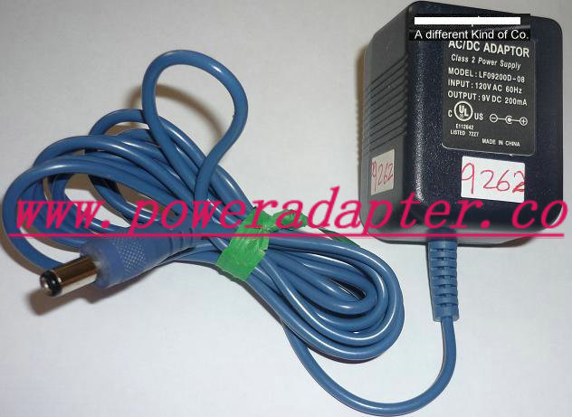 LF0900D-08 AC ADAPTER 9VDC 200mA USED -( ) 2x5.5x10mm ROUND BARR