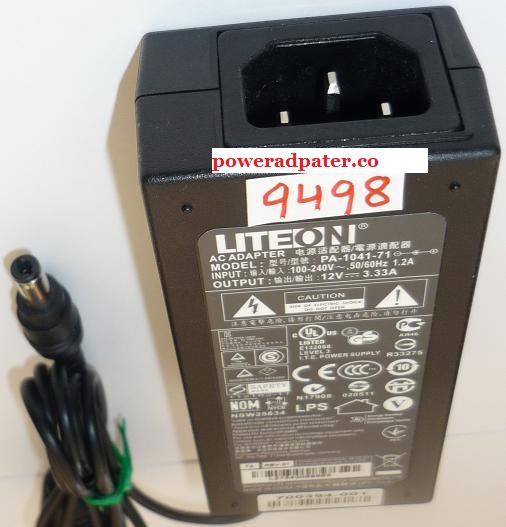 LITEON PA-1041-71 AC ADAPTER 12VDC 3.3A USED -(+) 2x5.5x9.4mm