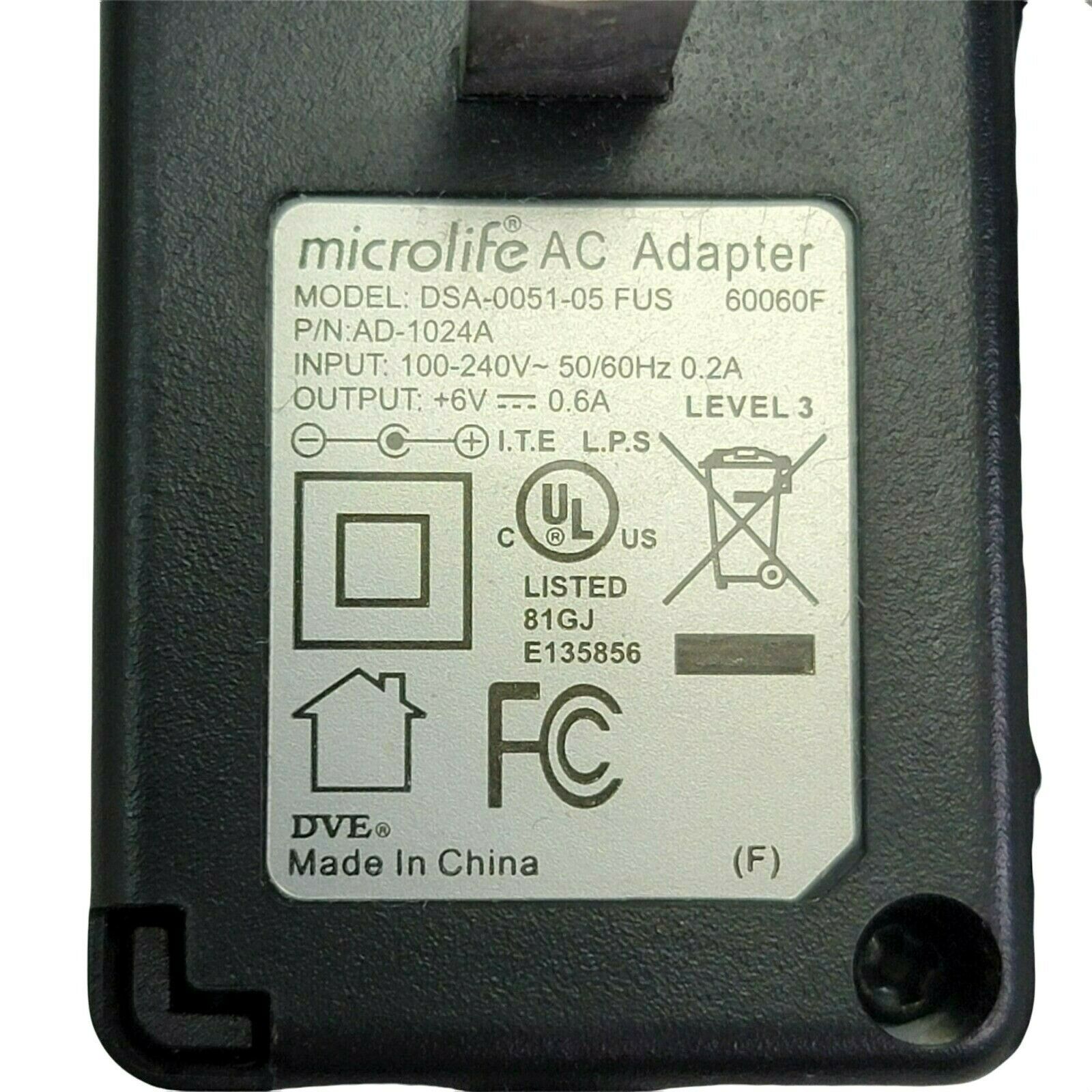 Microlife DVE DSA-0051-05 FUS AC Adapter 6.5V 0.65A Power Supply Charger Compatible Brand: MicroLife Type: Adapter C