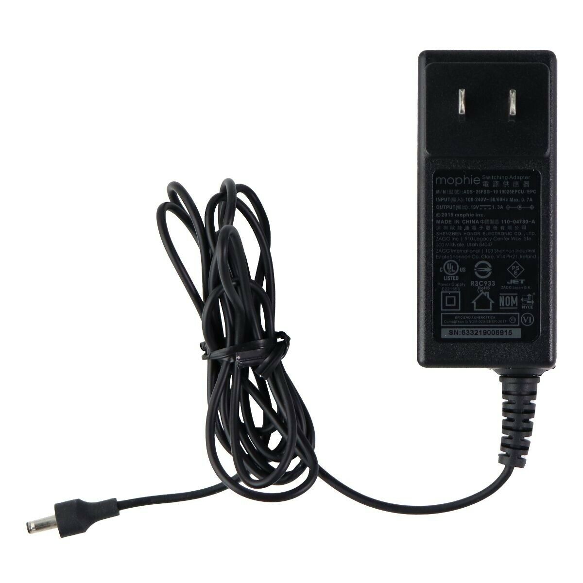 Mophie (19V/1.3A) Wall Charger Power Adapter - Black (ADS-25FSG-19) Brand: Mophie MPN: ADS-25FSG-19 UPC: 249612135