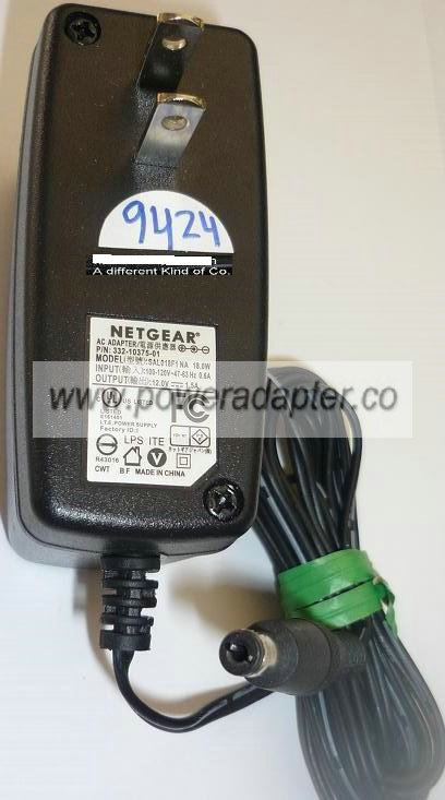 NETGEAR SAL018F1NA AC ADAPTER 12VDC 1.5A USED -(+) 2x5.5x9mm