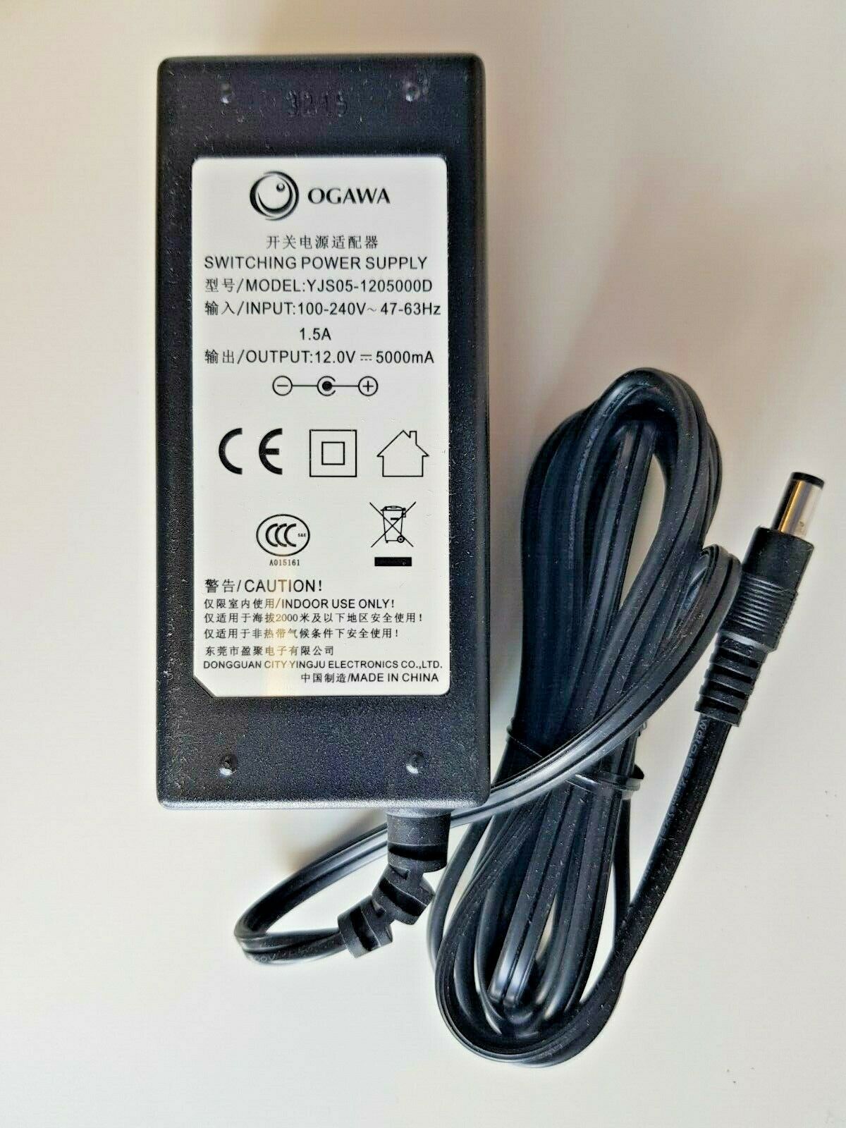 OGAWA 12.0V 5000mA Switching Power Supply Model YJS05-1205000D 12V 5A Compatible Brand: OGAWA Manufacturer Warranty: