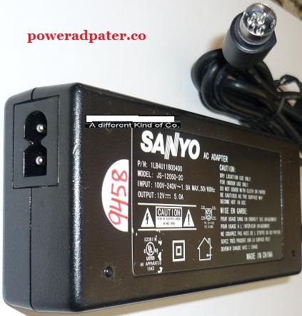 SANYO JS-12050-2C AC ADAPTER 12VDC 5A USED 4PIN DIN CLASS 2 POWE