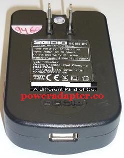 SEIDIO BCSI5-BK USB AC MULTI FUNCTION ADAPTER USB 5VDC 1A