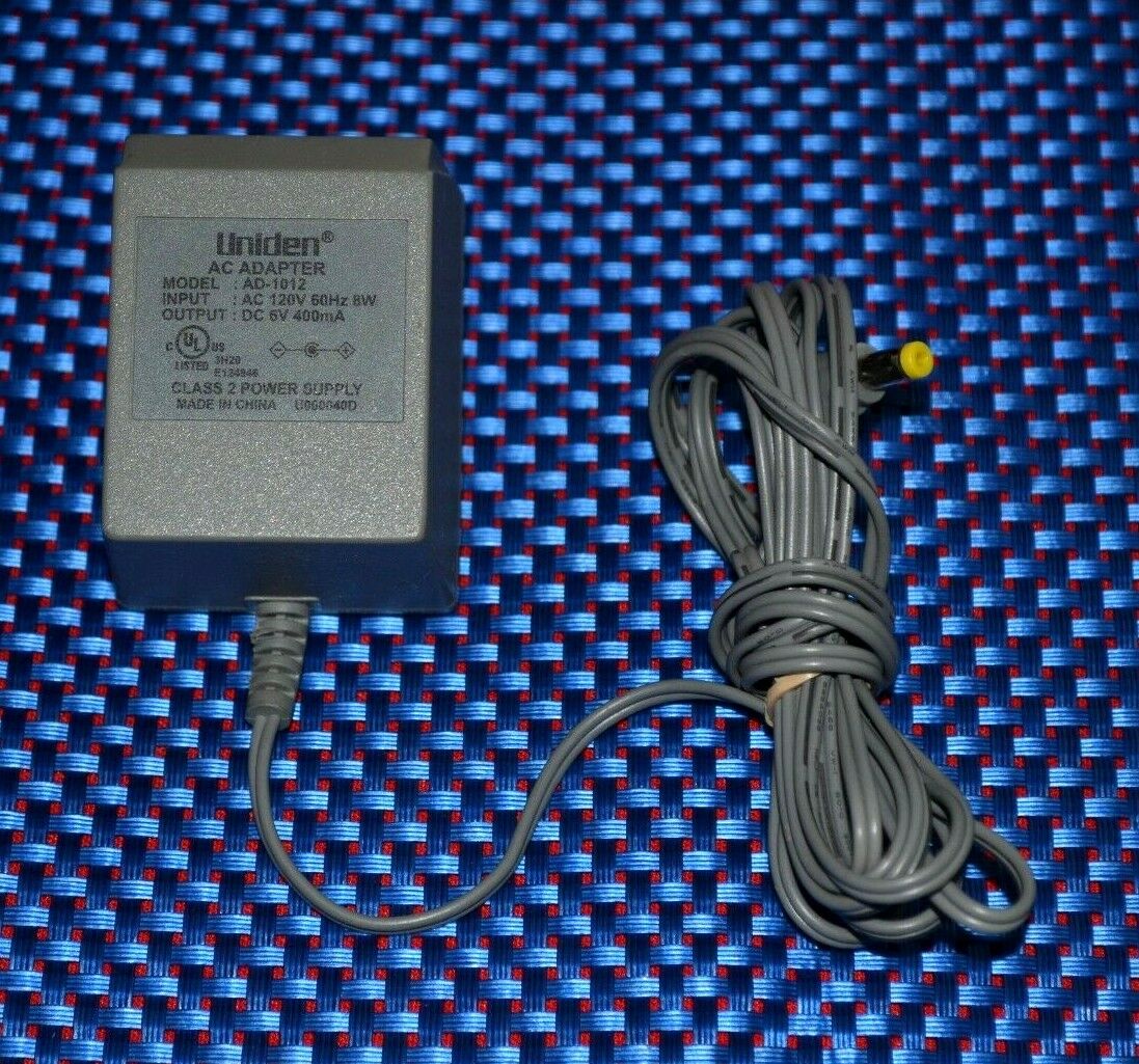 Uniden AC Adapter Model AD-1012 Input AC 120V 60Hz BW 8W Output DC 6V 400mA Type: AC/AC Adapter Brand: Uniden Output Vo