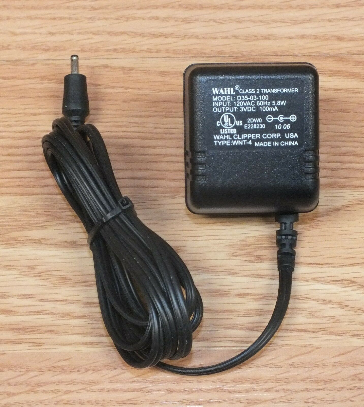 WAHL (D35-03-100) 3VDC 100mA Class 2 Transformer Power Supply / AC Adapter Country/Region of Manufacture: China Type: C