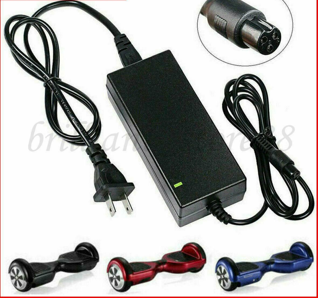42V 2A Battery Charger fit for Scooter Hover Board Self Balancing Electric Unicycle Output Current: 2A Color: Black plu