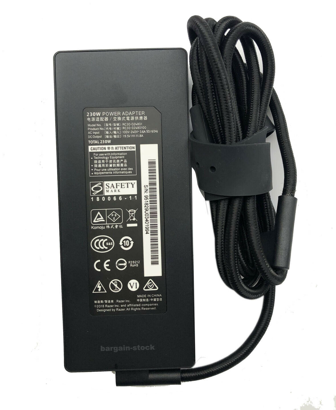 Genuine 19.5V 11.8A 230W Razer Blade Pro 17 AC Power Adapter Charger RC30-024801 Country/Region of Manufacture: China