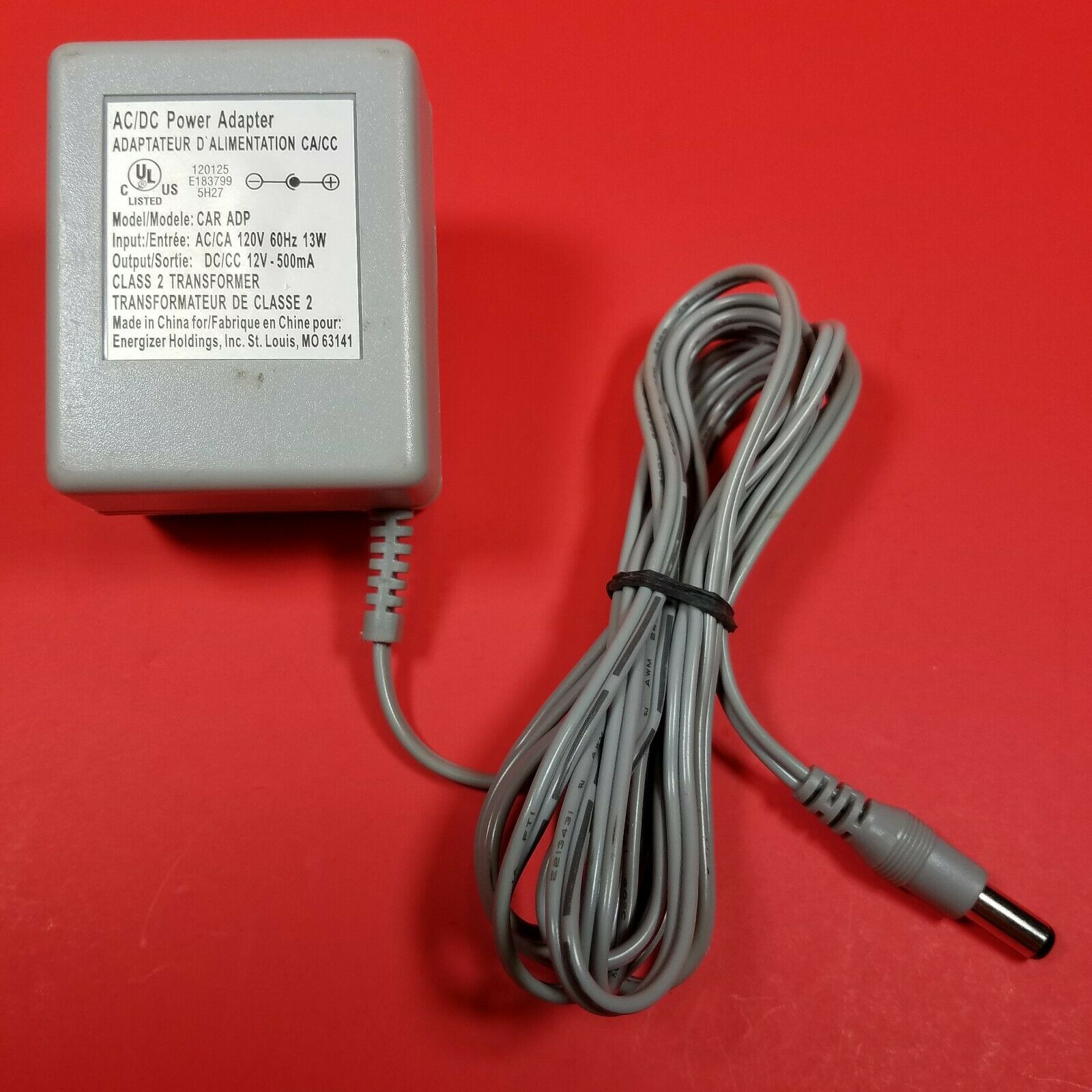 Genuine ENERGIZER CAR ADP Power Supply Adaptor 12V - 500mA OEM AC/DC Adapter Type: AC/DC Power Adapter Features: Po