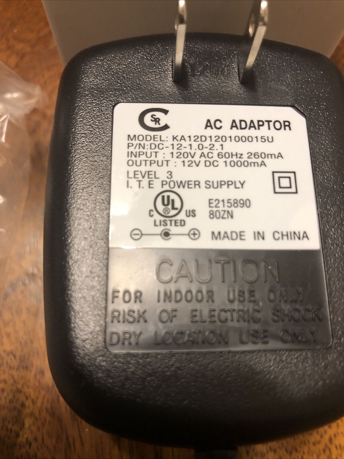 Ktec C SR KA12D120100015U AC Adaptor Output 12VDC 1000mA Brand: Ktec Type: AC/DC Adapter Connection Split/Duplicatio