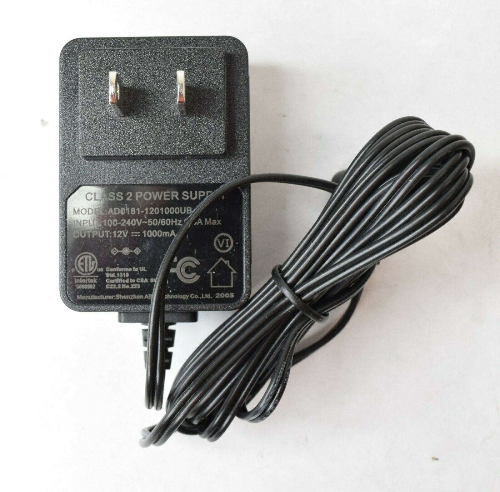 Shenzhen ABP Class 2 Power Supply Adapter Unit AD0181-1201000UB 12V 100mAh Type: Adapter Output Voltage: 12 V MPN: AD01
