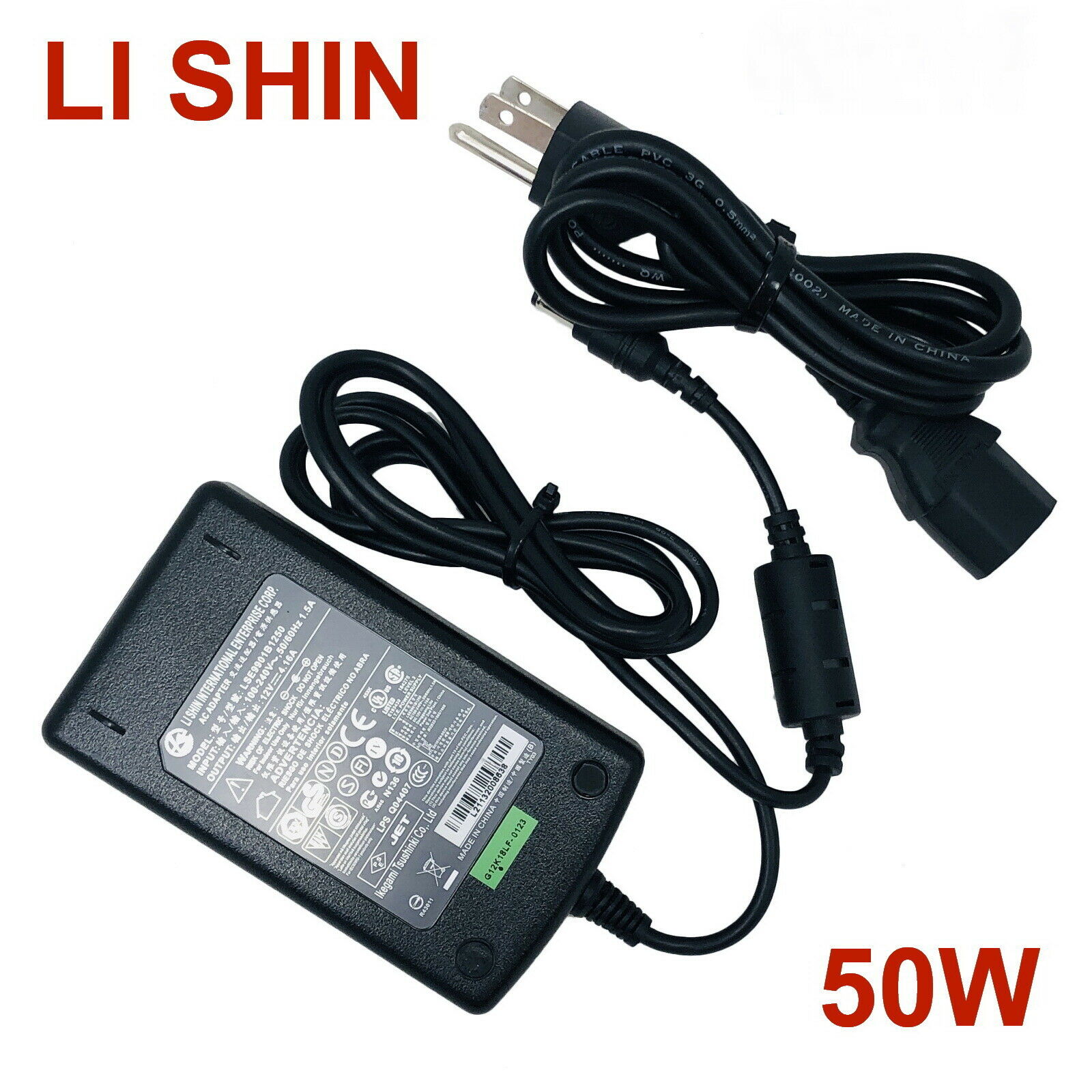 Genuine LI SHIN LSE9901B1250 AC Adapter Power Supply 12V 4.16A 50W W/Cord Compatible Brand: Universal Output Voltage(s
