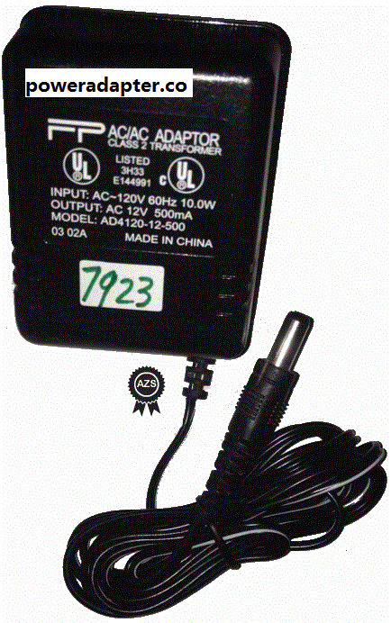 FP AD4120-12-500 AC AC ADAPTER 12VAC 500mA -(+)- 2.5x5.5mm