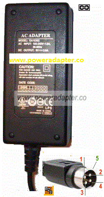 KeyCorp 13121030251 65LJ E227011 AC ADAPTER 9Vdc 3A 4Pin Power Din 100-240vac Power Supply FOR AUDIO & VIDEO