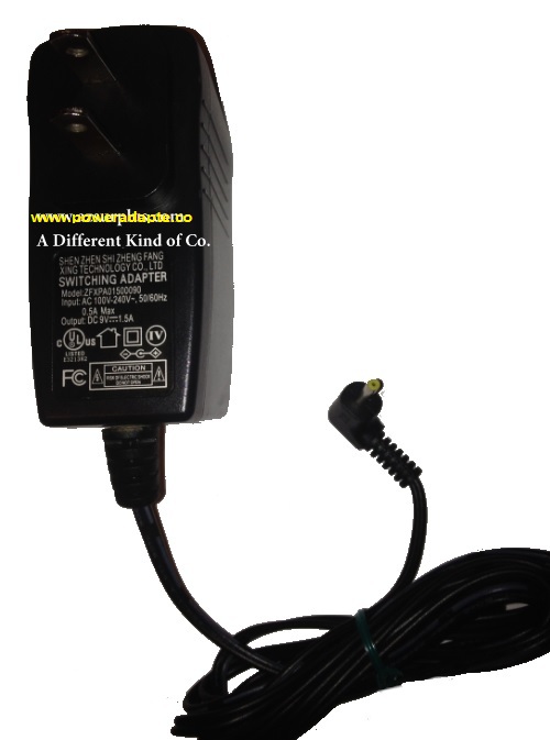 ZFXPA01500090 AC ADAPTER 9VDC 1.5A Used -(+) 0.5 x 2.5 x 10mm 90° Right Angle 100-120VAC ~ 50-60Hz 0.5A ITE Power Supply