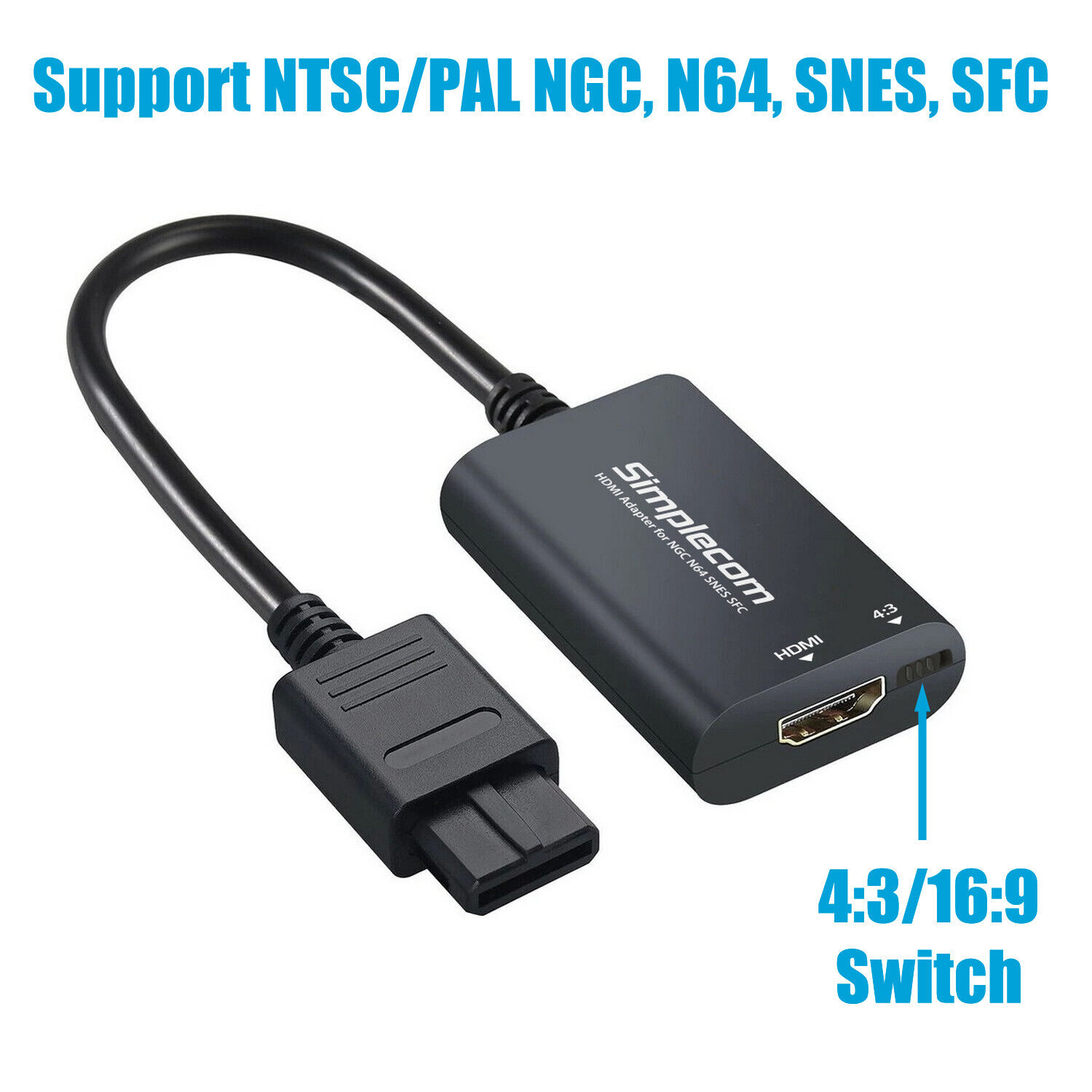 HDMI Cable Adapter Converter Composite AV to HDMI for Nintendo NGC N64 SNES SFC Connectivity: HDMI Type: Adaptor C