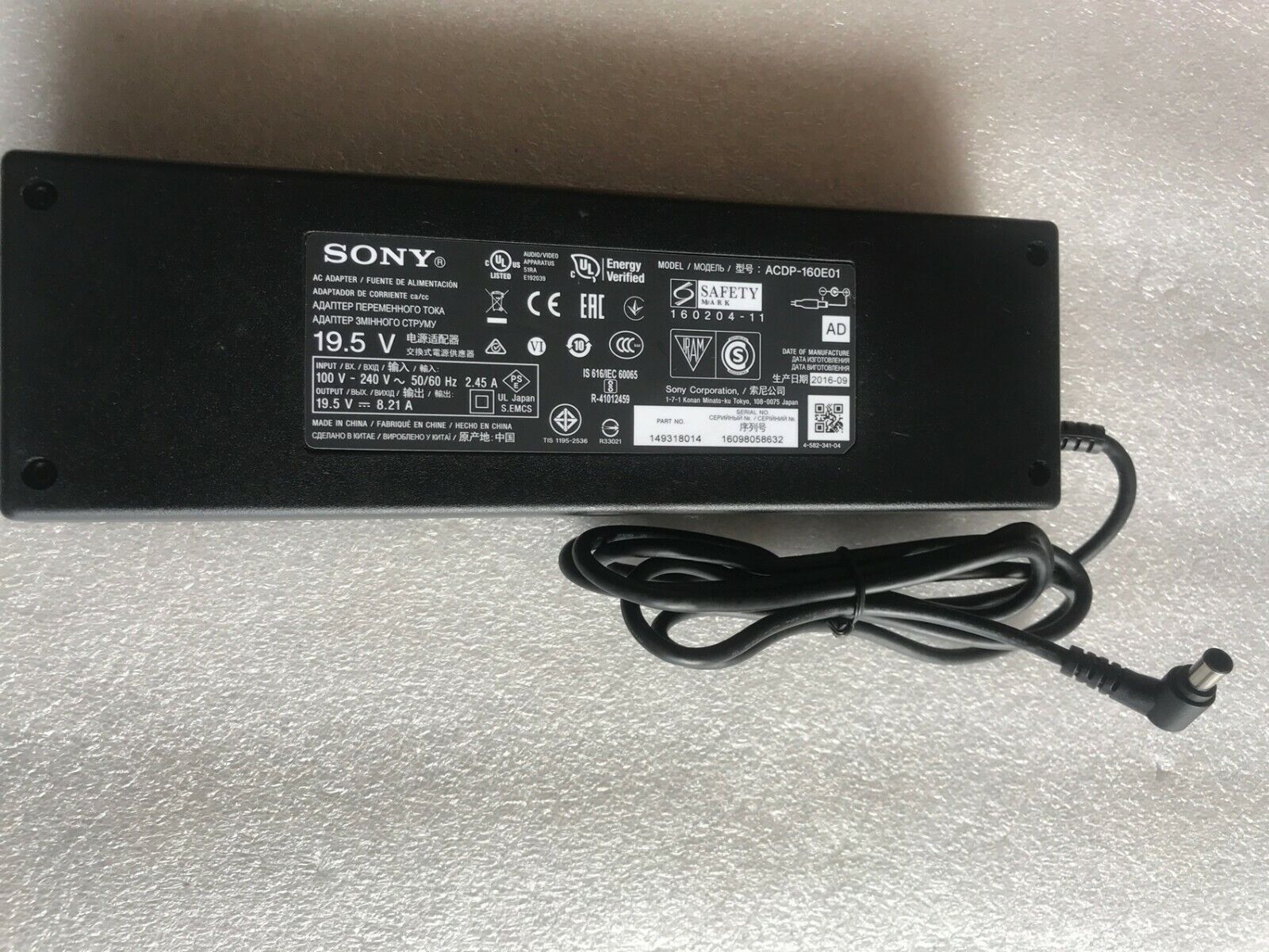 New Original Sony 19.5V AC/DC Adapter for Sony Bravia XBR-55X850D ACDP-160E01 TV Compatible Brand: For Sony Brand: