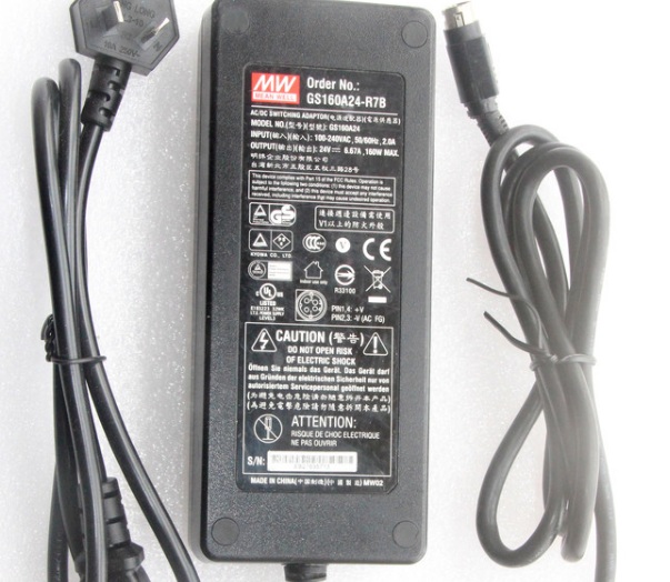 Original Mingwei 24v6.67a power adapter cable GS160A24 enterprise grade energy efficiency V-grade medical round mouth 4-