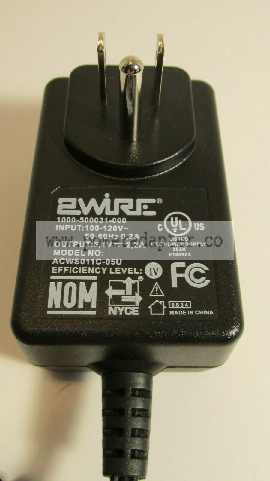 Genuine 2Wire ACWS011C-05U AC Power Supply Adapter 5.1V 2.2A AT&T Modem TESTED Brand: 2Wire Type: AC/AC Adapter Ou