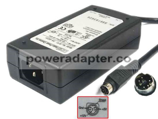 APD 12V 3.5A,5V 4A Asian Power Devices DA-45C01 AC Adapter 5-Pin P1&2=5V P3=12V, C14, New