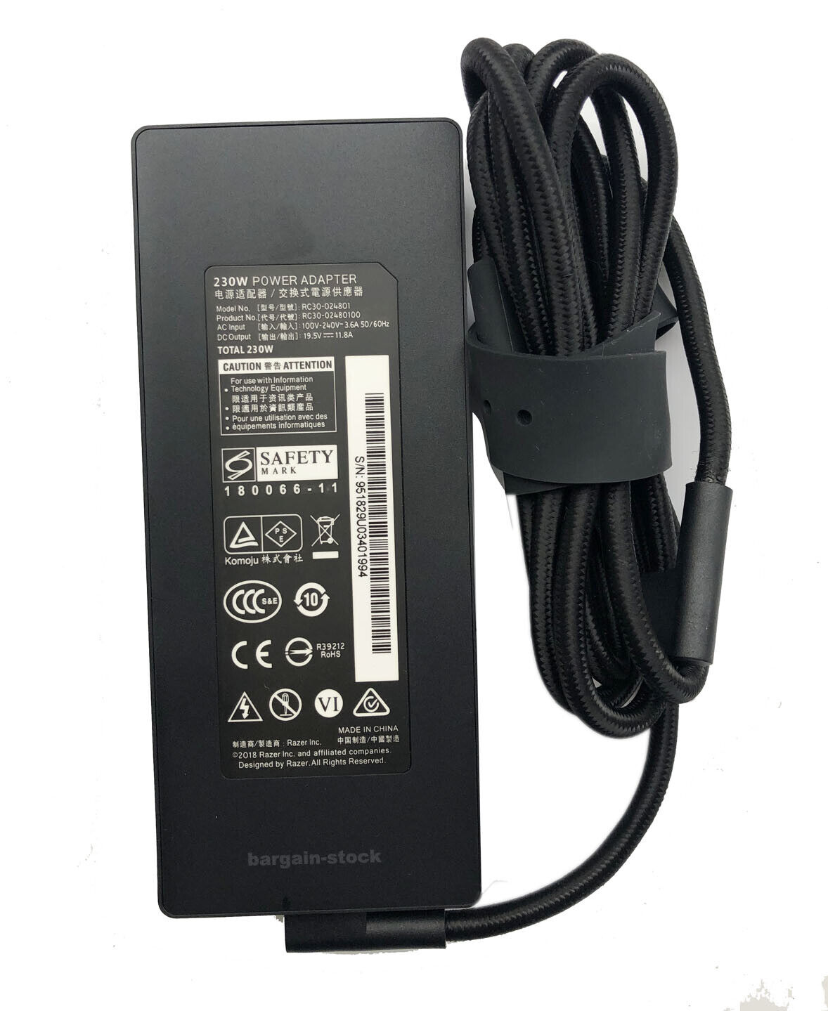 11.8A 230W AC Adapter Charger For Razer Blade 15 RZ09-0328 i7 RTX 2070 RC30-0248 Type AC & DC Compatible Brand For RAZE