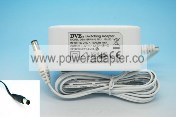 new original DVE 12 1.5A 1500ma ac power adapter DSA-18PFG-12 FEU 120150 brand: DVE model: DSA-18PFG-12 FEU 120