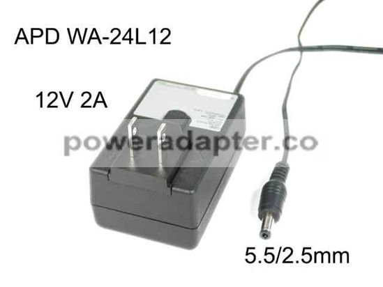 APD 12V 2A Asian Power Devices WA-24L12 AC Adapter 5.5/2.5mm, US 2-Pin Plug
