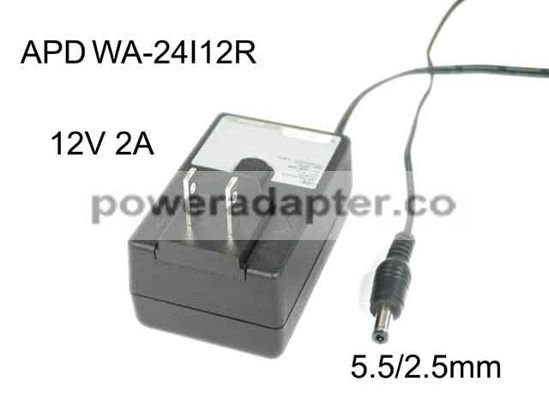 APD 12V 2A Asian Power Devices WA-24I12R AC Adapter 5V-12V WA-24I12R, 5.5/2.5mm, US 2-Pin Plug