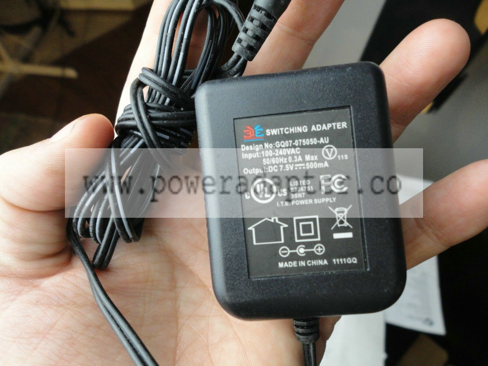 3YE Switching GQ07-075050-AU AC Power Supply Adapter Cable 15V (GQ075050AU) Model: GQ07-075050-AU MPN: GQ07-075050-