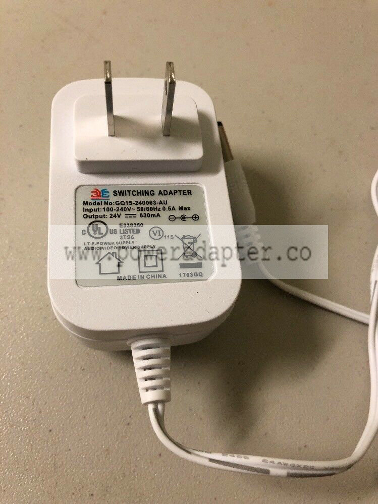 3YE GQ15-240065 AC Power Supply Adapter Charger 24v 630mA You are purchasing a: Pre-owned : 3YE GQ15-240065 AC Powe