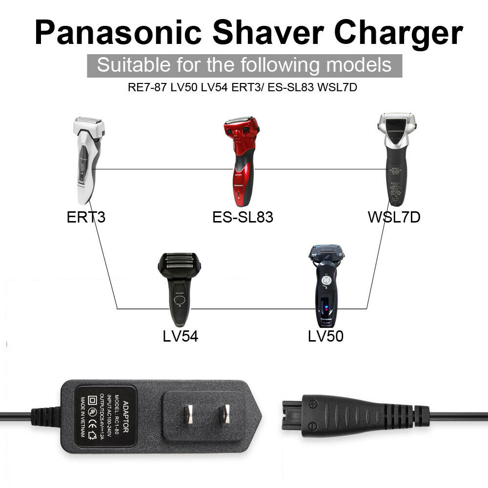 4.8V Power Charger for Panasonic RE7 Series Electric Shaver RE7-27 RE7-40 RE7-51 4.8V replacement shaver charger power