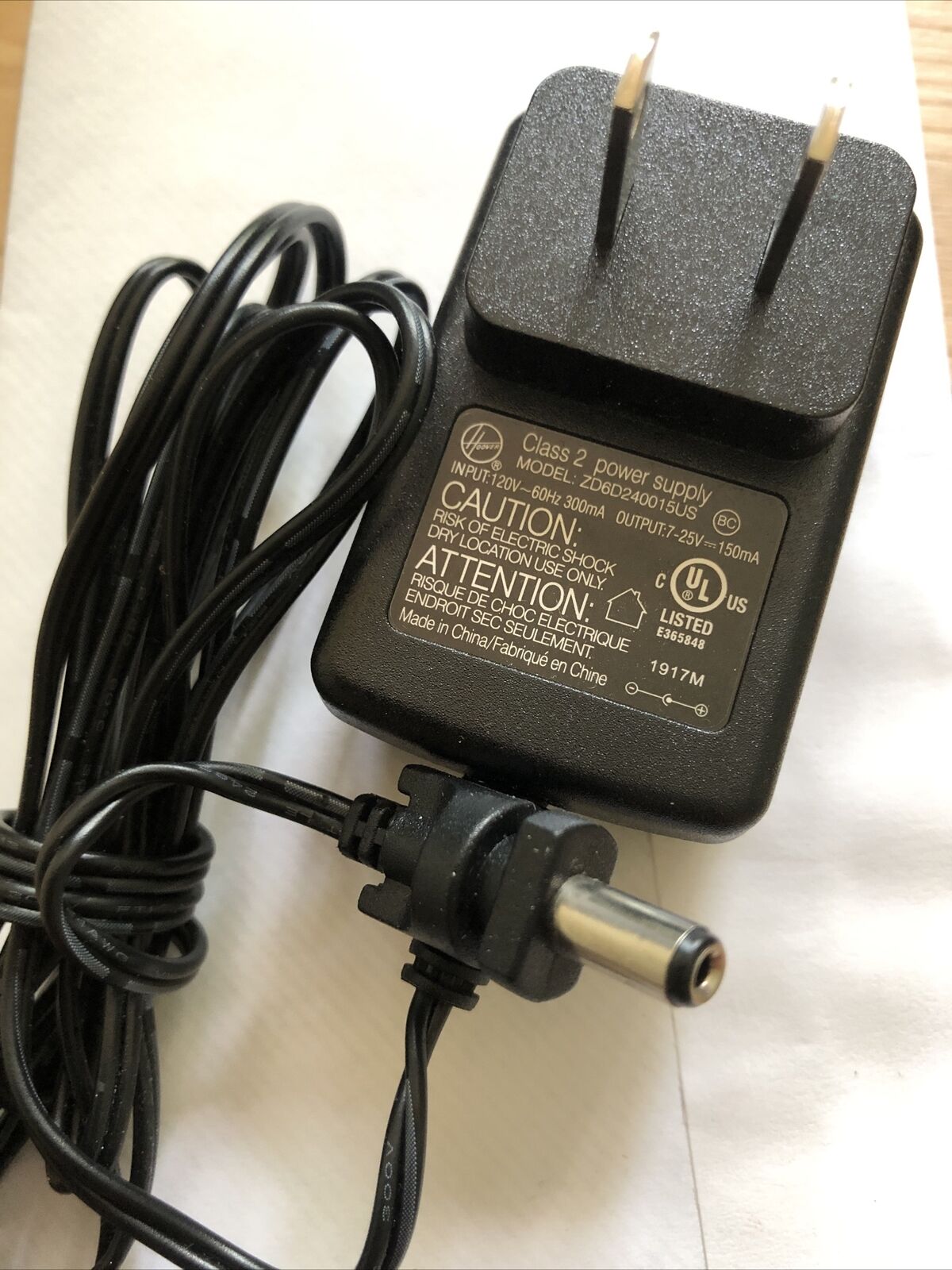 5FT AC Adapter 265 Hoover 440009553 YLJXA-T260040 power supply charger Brand: Hoover Type: AC/DC Adapter Compatibl