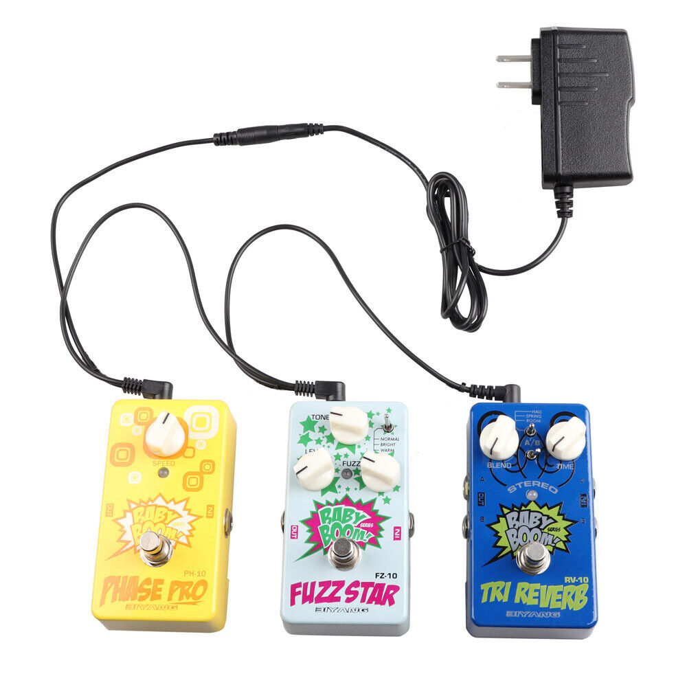 US 9V 1A Guitar Effects Pedal Power Supply Adaptor + 3 Way Daisy Chain Cable Model: US 9V 1 to 3 Power Supply and Cabl