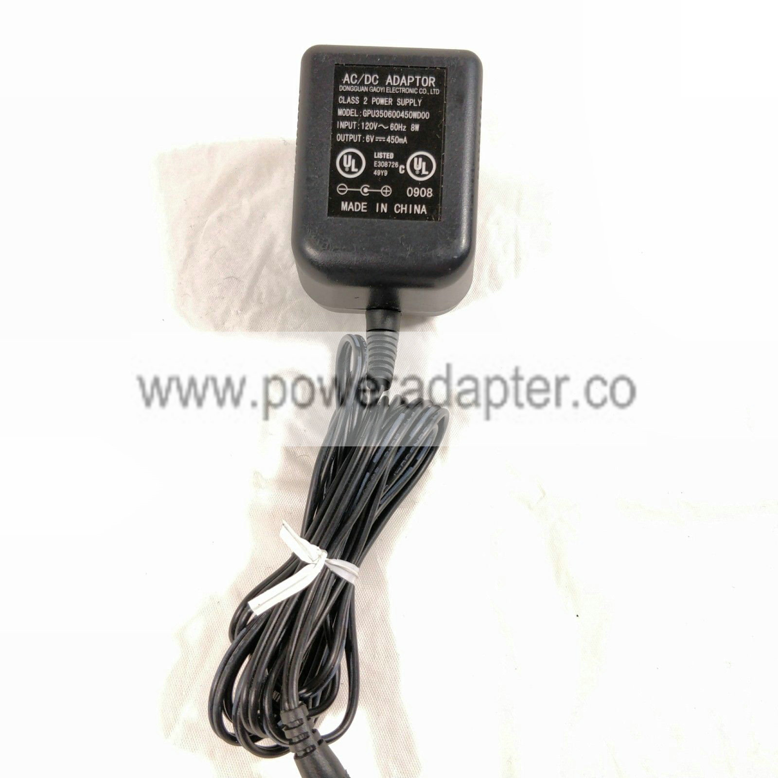 AC Adapter GPU350600450WD00 120v 60hz 80ma output 6v 450ma OEM Quick Info: Replacement Adapter! ☻Item: + AC Ad