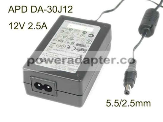 12V 2.5A APD/Asian Power Devices DA-30J12 AC Adapter,5.5/2.5mm,2P,New Products specifications Model DA-30J12 Item Cond