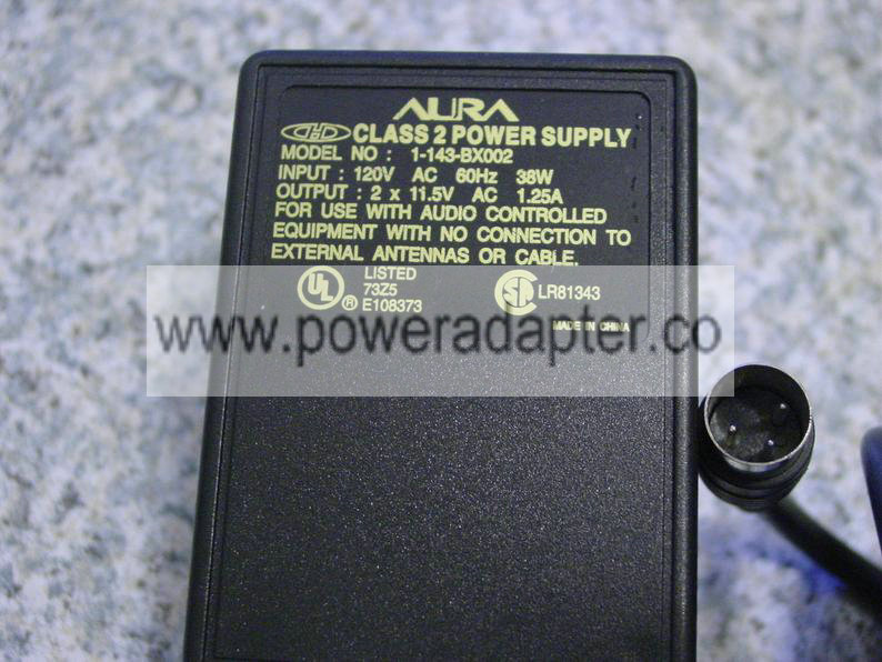 AURA 1-143-BX002 2x 11.5V AC 1.25A Class-2 Power Supply AC Adapter Charger 3-Pin Din Original AURA 1-143-BX002 2x 11.