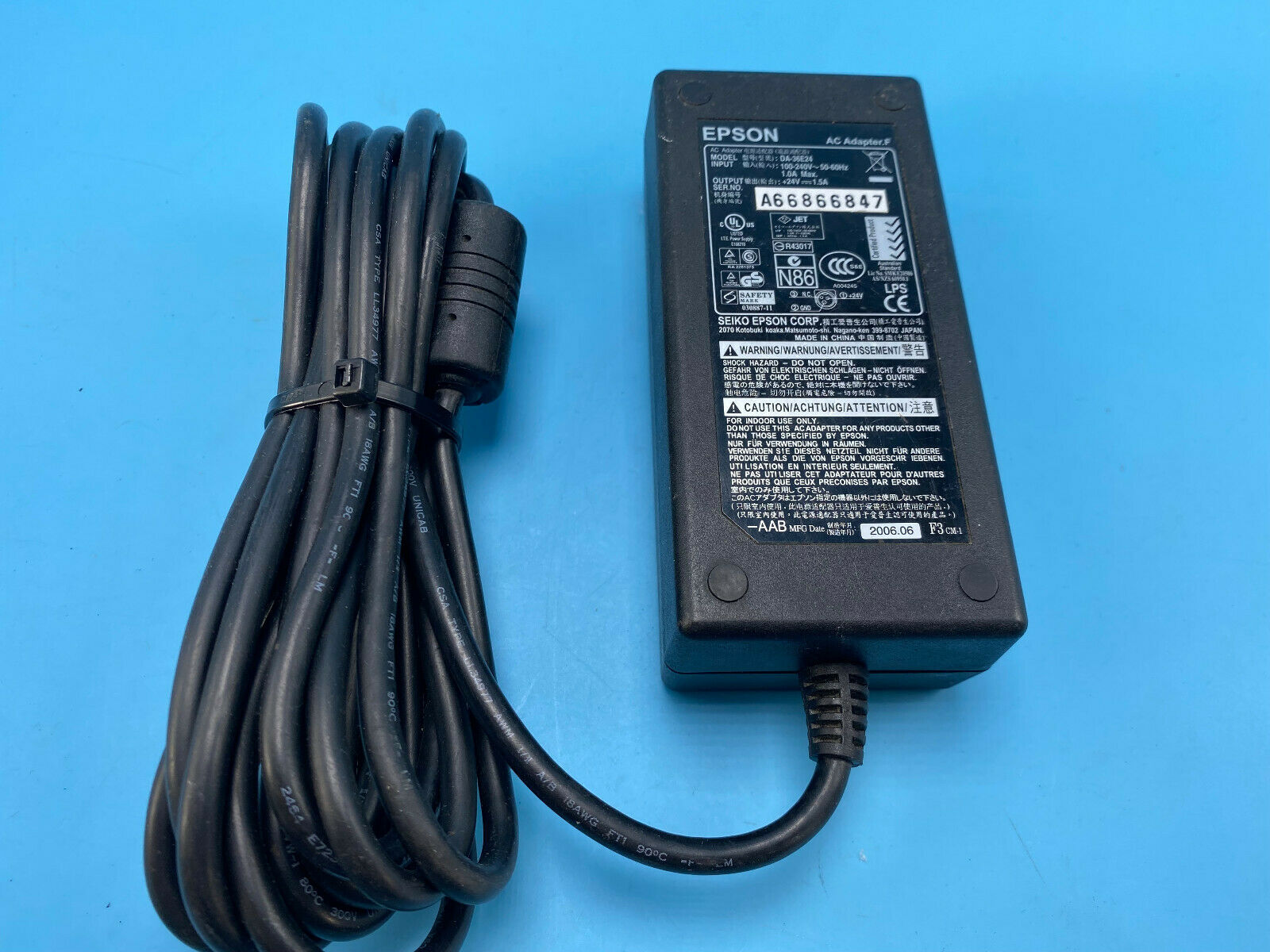Authentic Epson DA-36E24 AC Adapter 24V 1.5A 3-pin POS Printer W/PCord Compatible Brand: For Epson Type: Power Supp